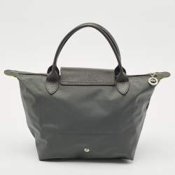Longchamp Grey Nylon Small Short Le Pliage Tote