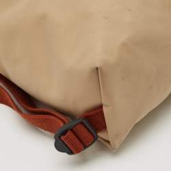 Longchamp Beige/Brown Nylon and Leather Le Pliage Backpack