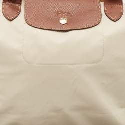 Longchamp Beige/Brown Nylon Large Le Pliage Tote