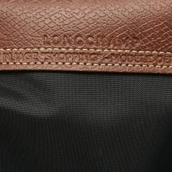 Longchamp Black/Brown Nylon Large Le Pliage Tote