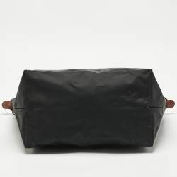 Longchamp Black/Brown Nylon Large Le Pliage Tote