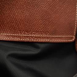 Longchamp Black/Brown Nylon and Leather Large Le Pliage Travel Bag