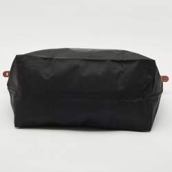 Longchamp Black/Brown Nylon and Leather Large Le Pliage Travel Bag