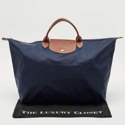 Pre Owned Longchamp Navy Blue Nylon Large Le Pliage Tote