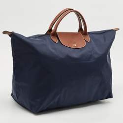 Pre Owned Longchamp Navy Blue Nylon Large Le Pliage Tote
