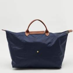 Pre Owned Longchamp Navy Blue Nylon Large Le Pliage Tote