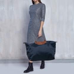 Pre Owned Longchamp Navy Blue Nylon Large Le Pliage Tote