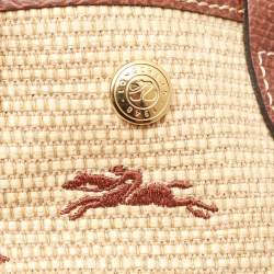 Pre Owned Longchamp Beige/Brown Raffia and Leather XS Le Panier Pliage Basket Bag