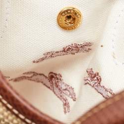 Pre Owned Longchamp Beige/Brown Raffia and Leather XS Le Panier Pliage Basket Bag