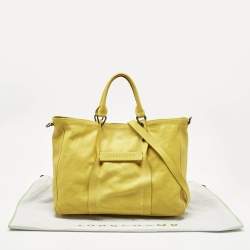 Pre Owned Longchamp Yellow Leather Large 3D Tote