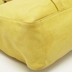 Pre Owned Longchamp Yellow Leather Large 3D Tote
