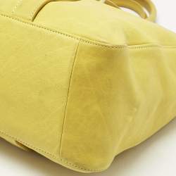 Pre Owned Longchamp Yellow Leather Large 3D Tote