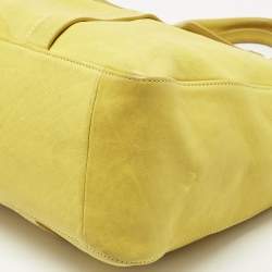 Pre Owned Longchamp Yellow Leather Large 3D Tote
