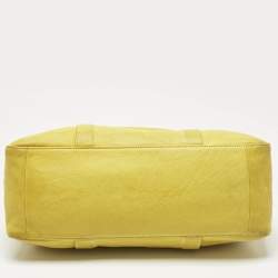 Pre Owned Longchamp Yellow Leather Large 3D Tote