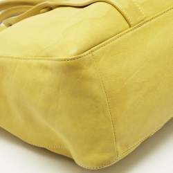 Pre Owned Longchamp Yellow Leather Large 3D Tote