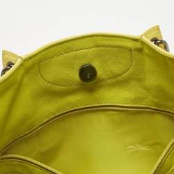 Pre Owned Longchamp Yellow Leather Large 3D Tote