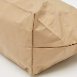 Pre Owned Longchamp Beige/Brown Nylon Le Pliage M Tote