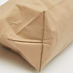 Pre Owned Longchamp Beige/Brown Nylon Le Pliage M Tote