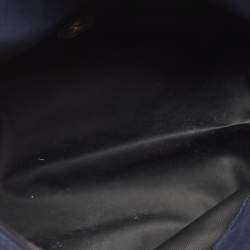 Pre Owned Longchamp Navy Blue/Brown Nylon and Leather Small Short Le Pliage Tote