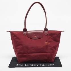 Pre Owned Longchamp Red Nylon Large Le Pliage Tote