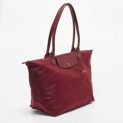Pre Owned Longchamp Red Nylon Large Le Pliage Tote