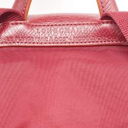 Pre Owned Longchamp Red Nylon and Leather Le Pliage Backpack