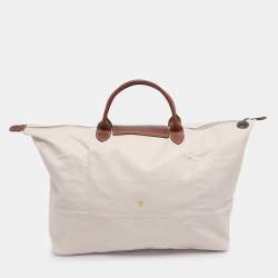 Pre Owned Longchamp Cream Nylon Large Le Pliage Tote