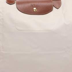 Pre Owned Longchamp Cream Nylon Large Le Pliage Tote