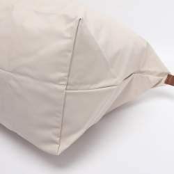 Pre Owned Longchamp Cream Nylon Large Le Pliage Tote