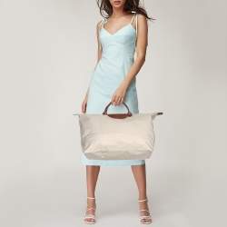 Pre Owned Longchamp Cream Nylon Large Le Pliage Tote