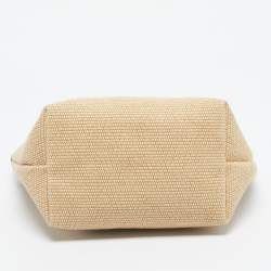 Pre Owned Longchamp Green/Natural Raffia Small Le Panier Pliage Basket Bag