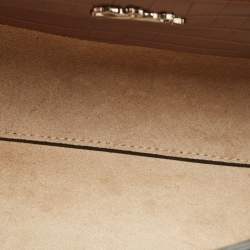 Pre Owned Longchamp Brown Croc Embossed Leather Roseau Crossbody Bag