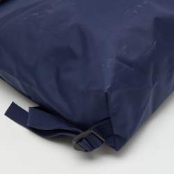 Pre Owned Longchamp Navy Blue Nylon and Leather Le Pliage Club Backpack