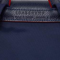 Pre Owned Longchamp Navy Blue Nylon and Leather Le Pliage Club Backpack