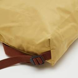 Pre Owned Longchamp Beige/Brown Nylon and Leather Le Pliage Backpack