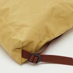 Pre Owned Longchamp Beige/Brown Nylon and Leather Le Pliage Backpack