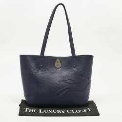 Pre Owned Longchamp Navy Blue Leather Shop it Shopper Tote