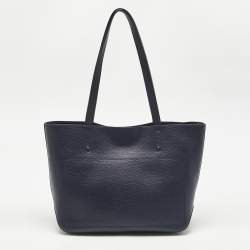 Pre Owned Longchamp Navy Blue Leather Shop it Shopper Tote
