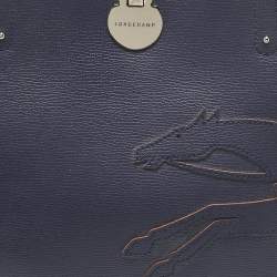 Pre Owned Longchamp Navy Blue Leather Shop it Shopper Tote