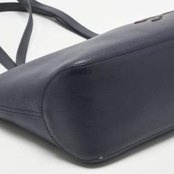 Pre Owned Longchamp Navy Blue Leather Shop it Shopper Tote