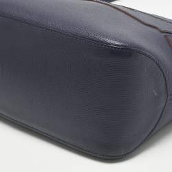 Pre Owned Longchamp Navy Blue Leather Shop it Shopper Tote