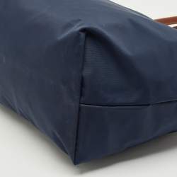 Pre Owned Longchamp Navy Blue/Brown Nylon Large Le Pliage Tote