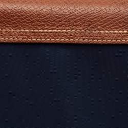Pre Owned Longchamp Navy Blue/Brown Nylon Large Le Pliage Tote