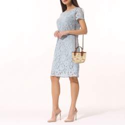 Pre Owned Longchamp Brown/Natural Raffia XS Le Panier Pliage Basket Tote