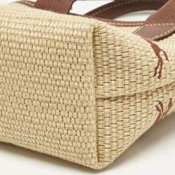 Pre Owned Longchamp Brown/Natural Raffia XS Le Panier Pliage Basket Tote