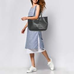 Pre Owned Longchamp Black Leather Shop it Shopper Tote