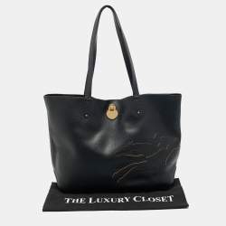 Pre Owned Longchamp Black Leather Shop it Shopper Tote