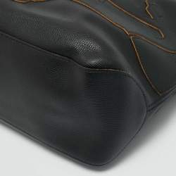 Pre Owned Longchamp Black Leather Shop it Shopper Tote