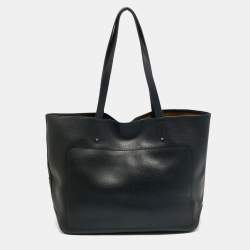 Pre Owned Longchamp Black Leather Shop it Shopper Tote