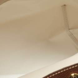 Pre Owned Longchamp Brown/Ivory Nylon Small Short Le Pliage Tote